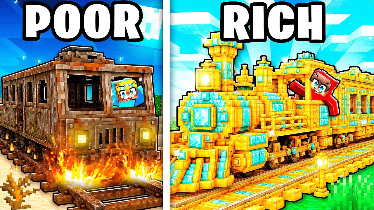 POOR vs RICH Train Battle in Minecraft! thumbnail from YouTube