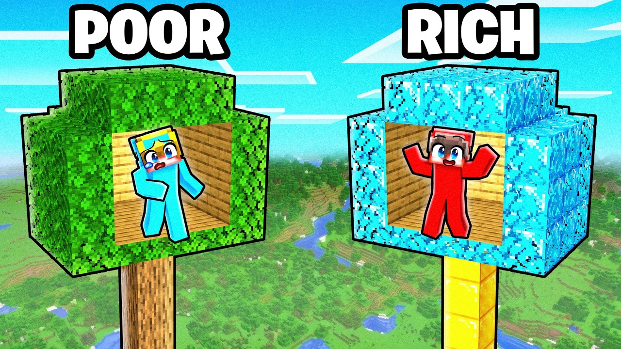 POOR vs RICH: Treehouse Battle in Minecraft thumbnail from YouTube
