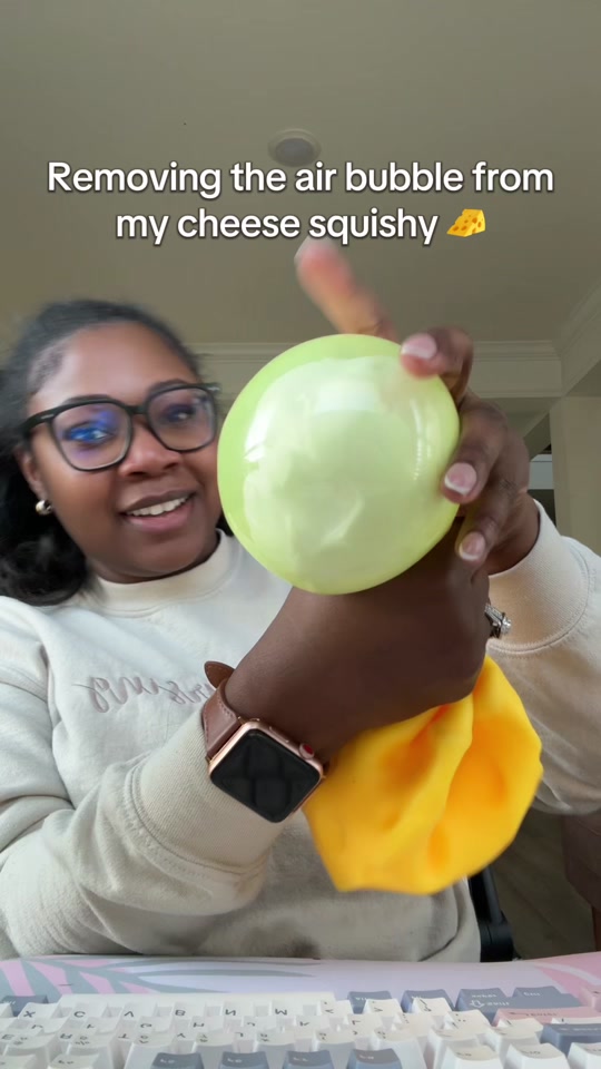 Posting some drafts to free up space.. enjoy me removing the air from my cheese squishy 🤪🧀 thumbnail from TikTok