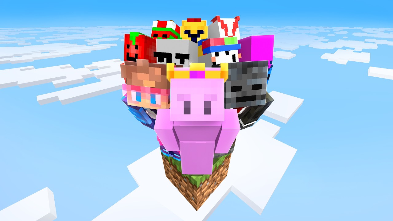 I Put 10 YouTubers on One Minecraft Block thumbnail from YouTube