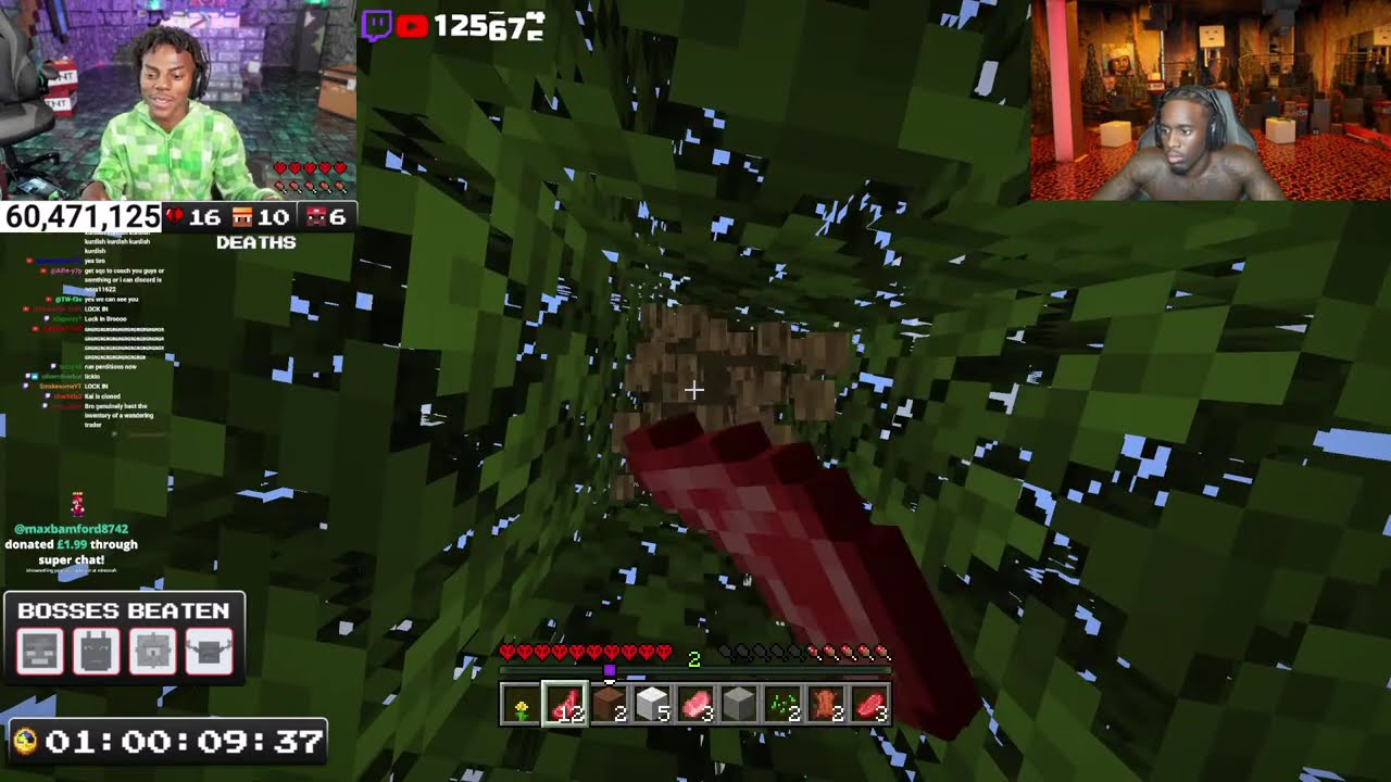 MINECRAFT HARDCORE ALL BOSSES DAY 2 🍄🔨🧟‍♂️ft. KaiCenat (Part 2) thumbnail from YouTube