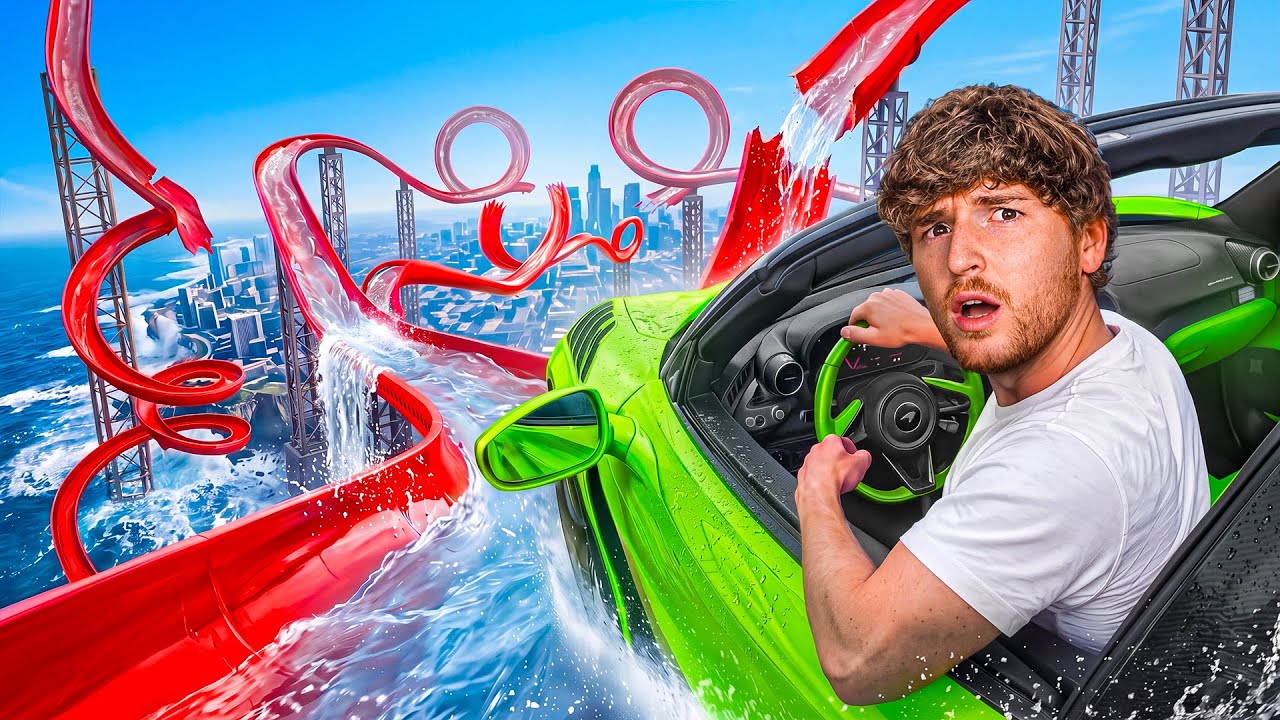 Testing CARS vs HUGE WATERSLIDES.. thumbnail from YouTube
