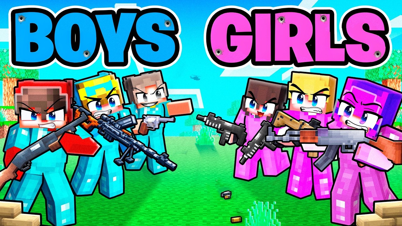 BOYS vs GIRLS Military Battle! (Minecraft) thumbnail from YouTube