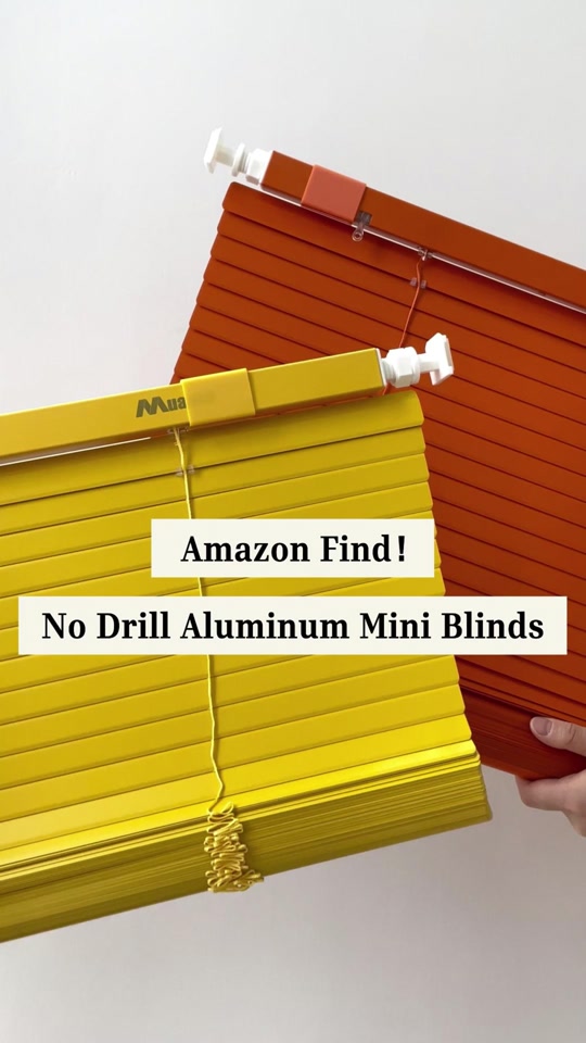 Amazon Find LazBlinds! 🧡💛 No-Drill Aluminum Blinds. Bright colors, zero drilling. These aluminum blinds snap into p... thumbnail from TikTok