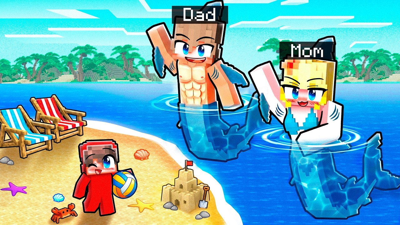 Adopted by a SHARK FAMILY in Minecraft! thumbnail from YouTube