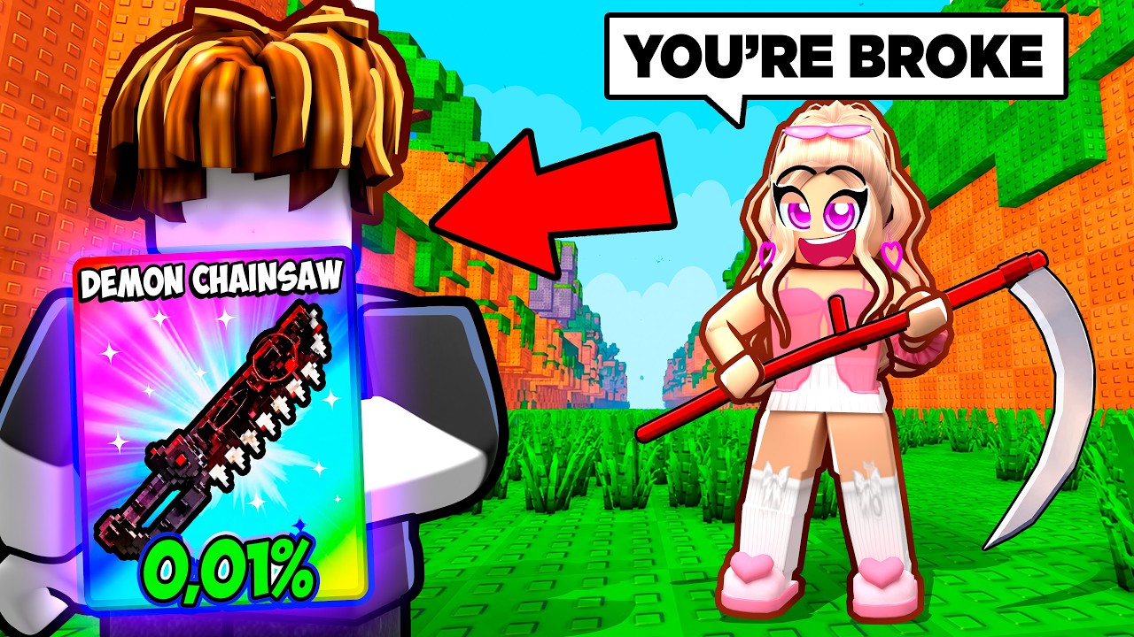 I Pretended to be a NOOB then used 0.1% DEMON CHAINSAW +1 Cut Grass Adventure! thumbnail from YouTube