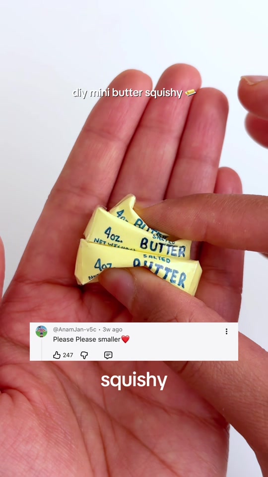 How to make the viral mini butter squishy mini...even SMALLER 🧈 thumbnail from TikTok