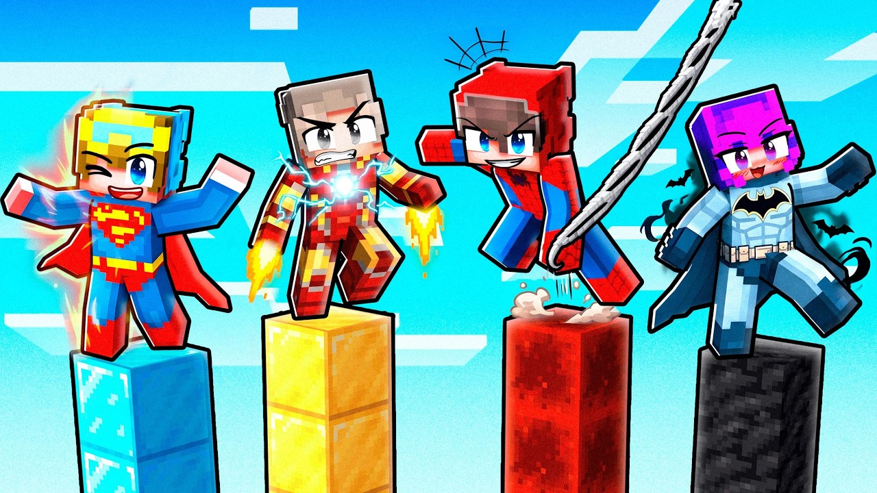 NOOB vs PRO: Superhero Tower Battle! (Minecraft) thumbnail from YouTube