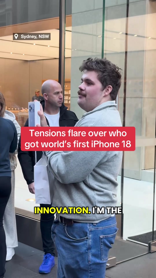 A man was boasting he received the first iPhone despite another buyer getting the tech before him. thumbnail from TikTok