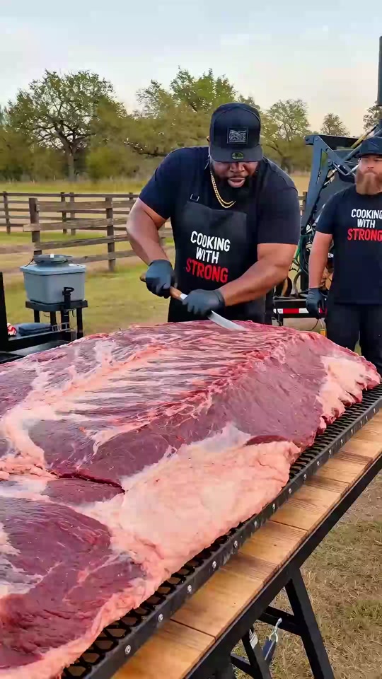 Giant beef brisket loaded into the smoker with a forklift 🔥 Deep bark, juicy center, and a clean smoke ring. thumbnail from TikTok