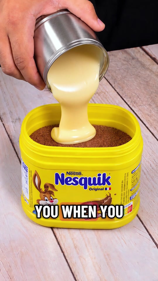 How old where you when you discovered what happen if you mix condensed milk with Nesquik? thumbnail from TikTok