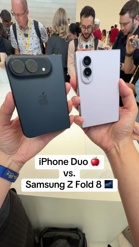 Here’s the iPhone Duo next to the Samsung Galaxy Z Fold 8! How do the two compare? thumbnail from TikTok