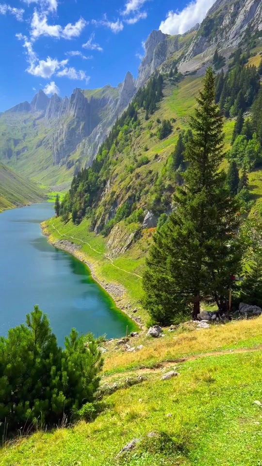 📍 Fälensee, Switzerland 🇨🇭 One of the most breathtaking alpine lakes in the Swiss mountains, surrounded by dramati... thumbnail from TikTok