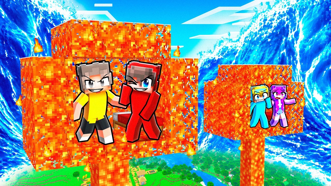 LAVA TREEHOUSE vs. TSUNAMIS in Minecraft! thumbnail from YouTube