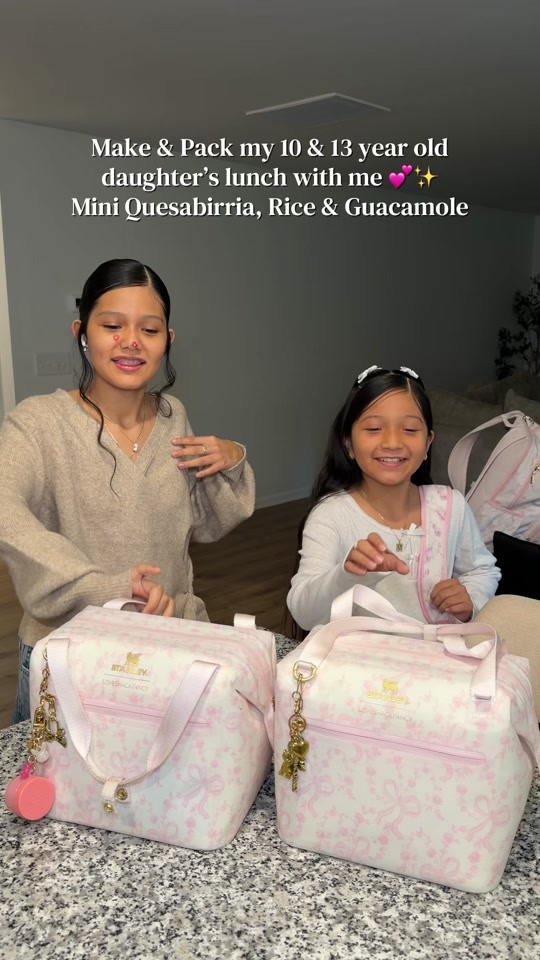 Make & Pack my 10 & 13 year old daughter’s lunch with me 💕✨ Mini Quesabirria, Rice & Guacamole thumbnail from TikTok