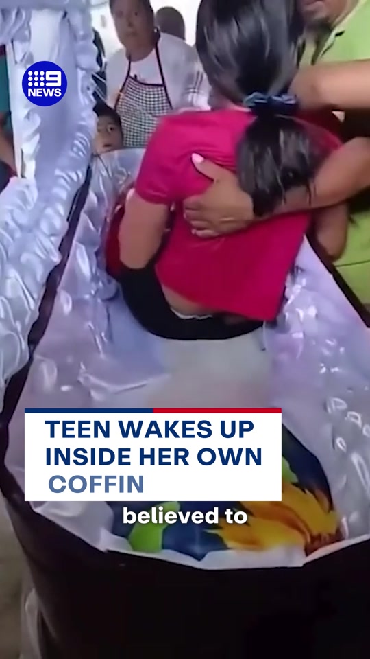 A teen has woken up inside her own coffin, after she was presumed dead. thumbnail from TikTok