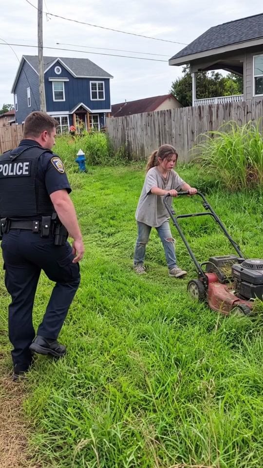 Police Found a Little Girl Mowing the Lawn Alone… thumbnail from TikTok