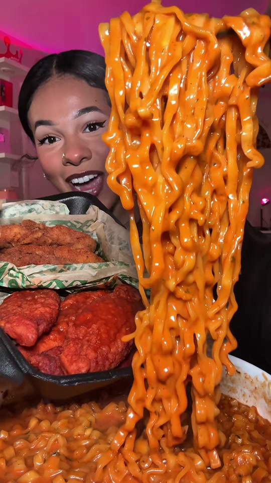 Buldak and wingstop mukbang😋 thumbnail from TikTok