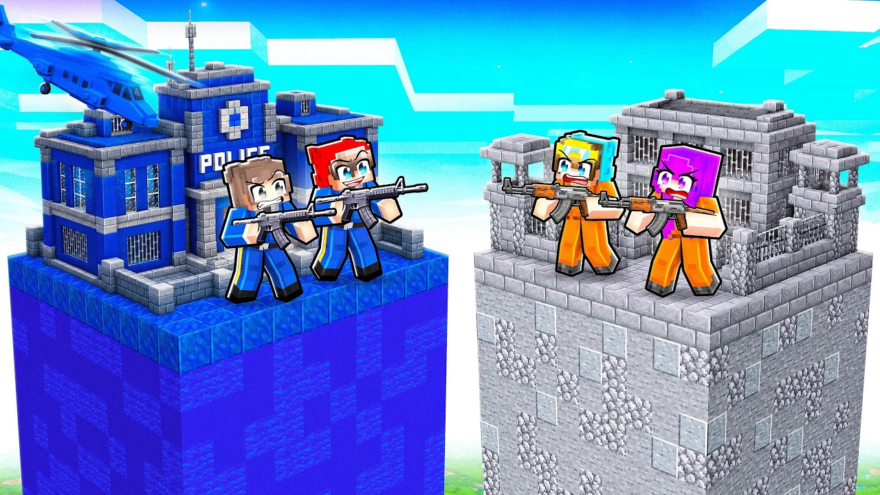 COPS vs ROBBERS: One Chunk Battle! (Minecraft) thumbnail from YouTube