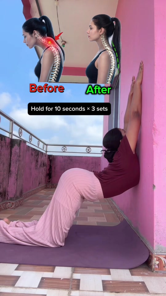 This simple stretch can help support better posture and ease stiffness in the neck and upper back. Keep your spine st... thumbnail from TikTok